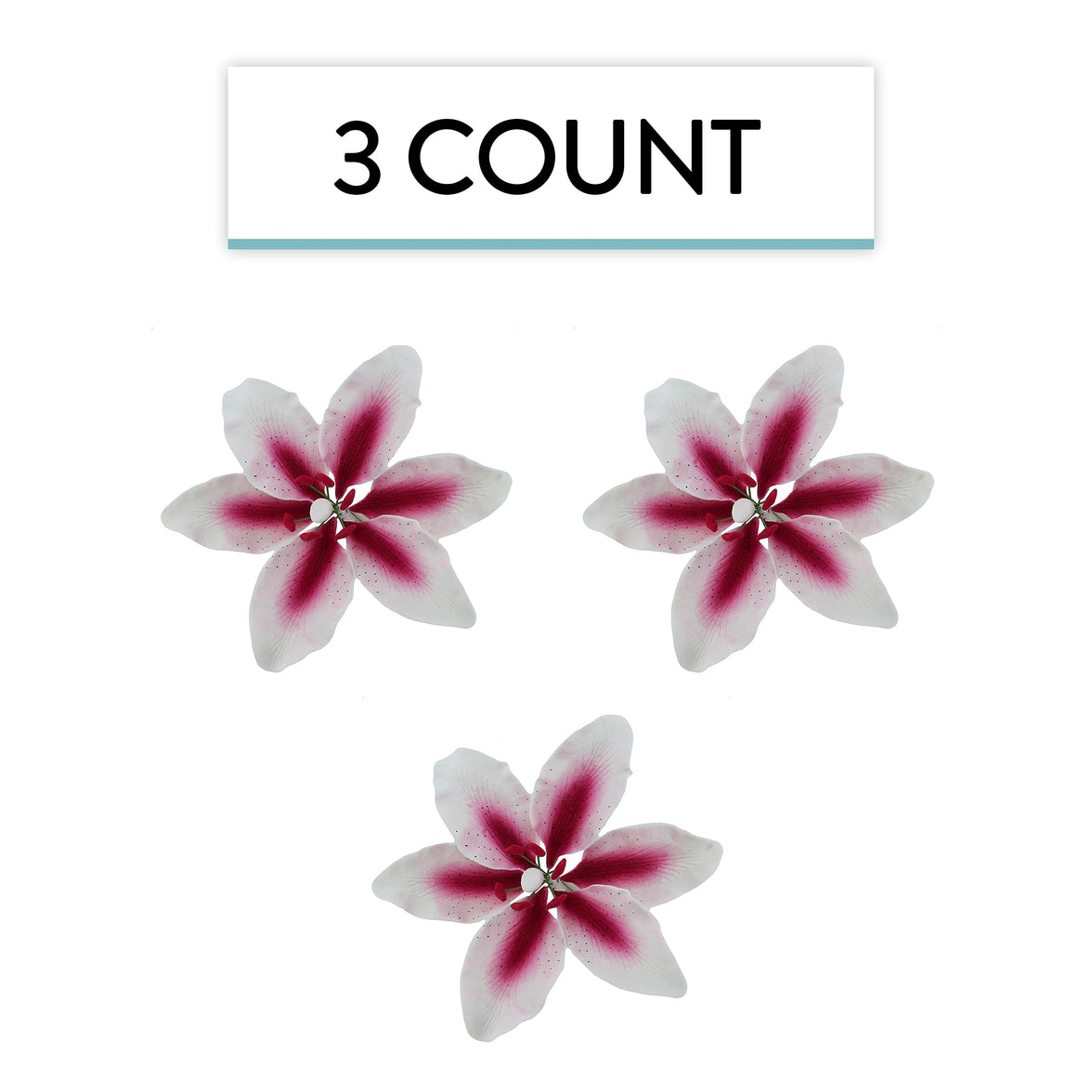 Stargazer Lily Cake Topper, Sugar Flower Lilies by Global Sugar Art, Pink and White, Extra Large, 3 Count