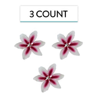 Stargazer Lily Cake Topper, Sugar Flower Lilies by Global Sugar Art, Pink and White, Extra Large, 3 Count