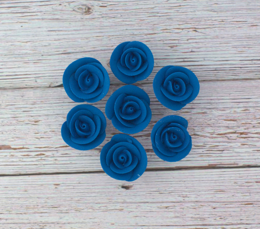 Premium Edible Roses for Cakes and Cupcakes, Sweet Royal Icing Roses, by Global Sugar Art, Royal Blue