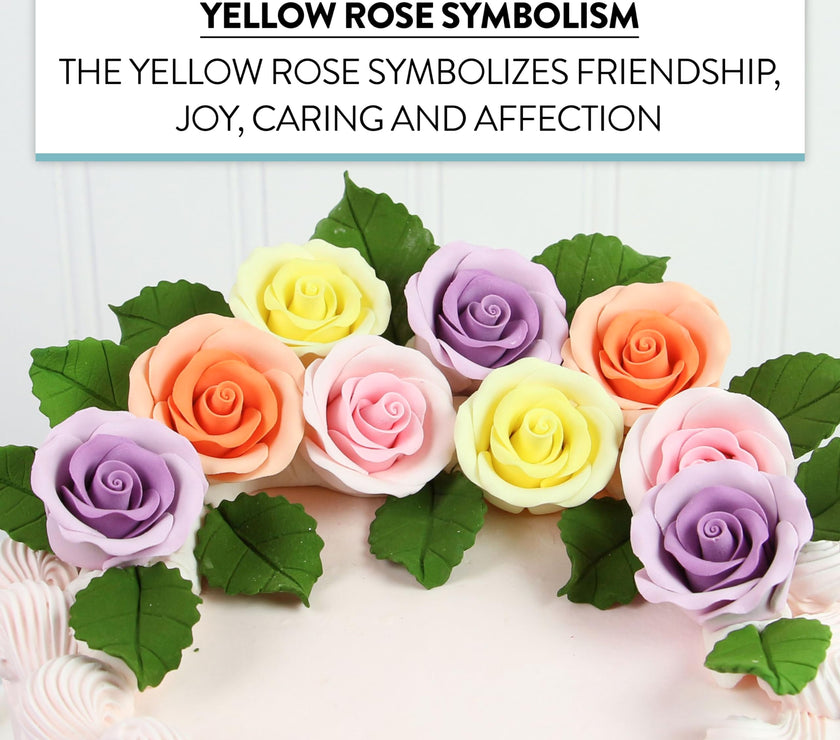 Premium Roses for Decorating Cakes and Cupcakes, by Global Sugar Art, Medium, Lavender Pink Yellow Peach