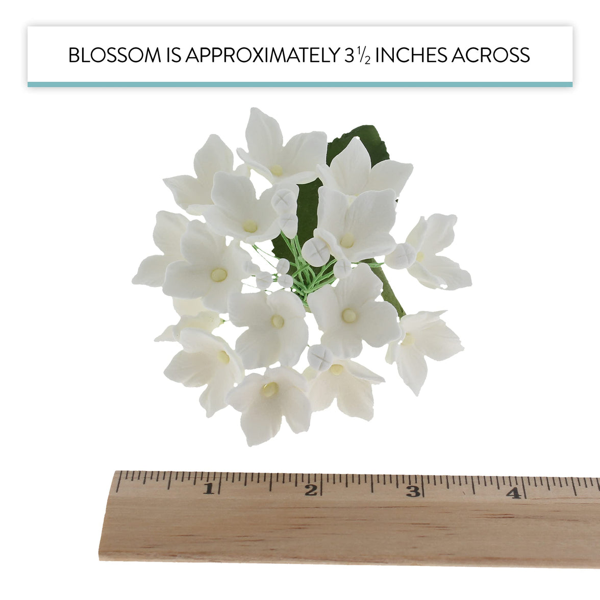 Hydrangea Blossoms Sprays, Sugar Cake Flowers by Global Sugar Art, 4 Count, White