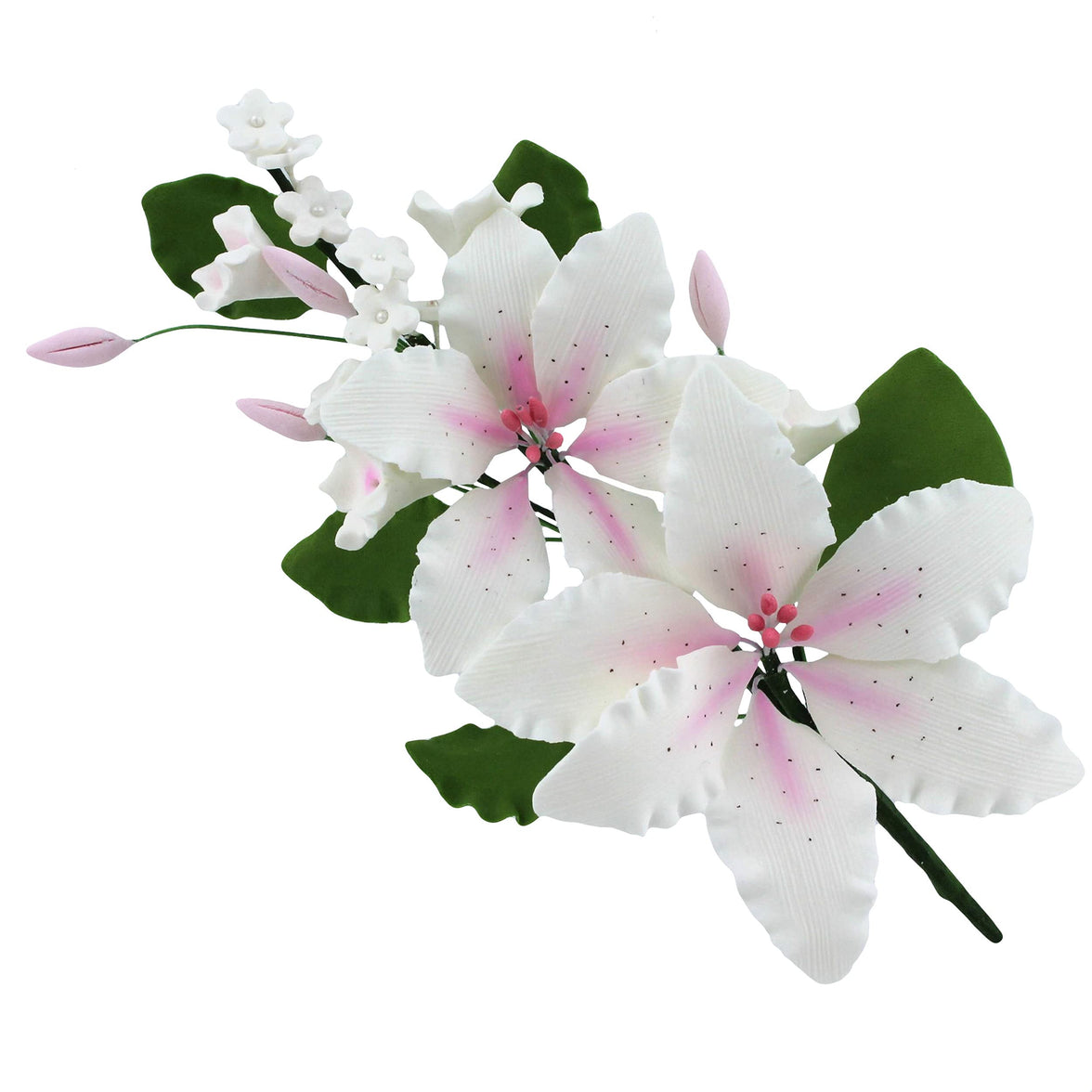 Sugar Lilies, Lily Flower Sprays, Cake Toppers by Global Sugar Art, Pink Double Rubrum Lily Spray