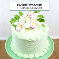 Orchid Sugar Cake Flowers, Pearly Orchids, by Global Sugar Art, Large, White with Purple, 4 Count