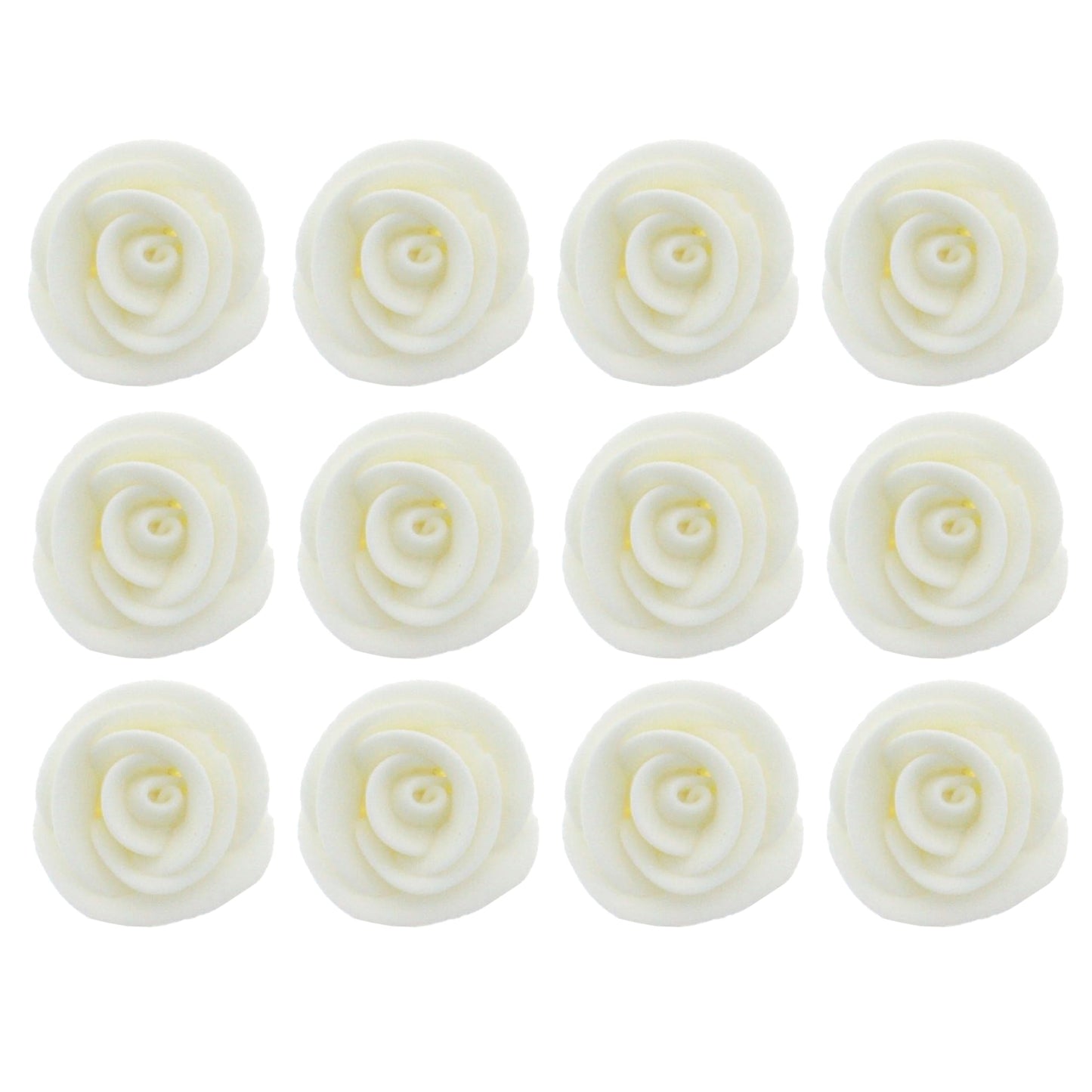 White Edible Roses, 1.5-inch, 12 Count