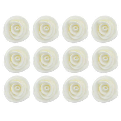 White Edible Roses, 1.5-inch, 12 Count
