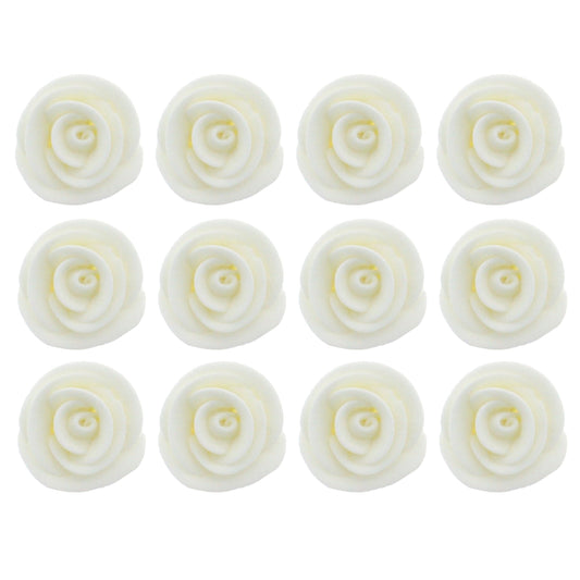White Edible Roses, 1.5-inch, 12 Count
