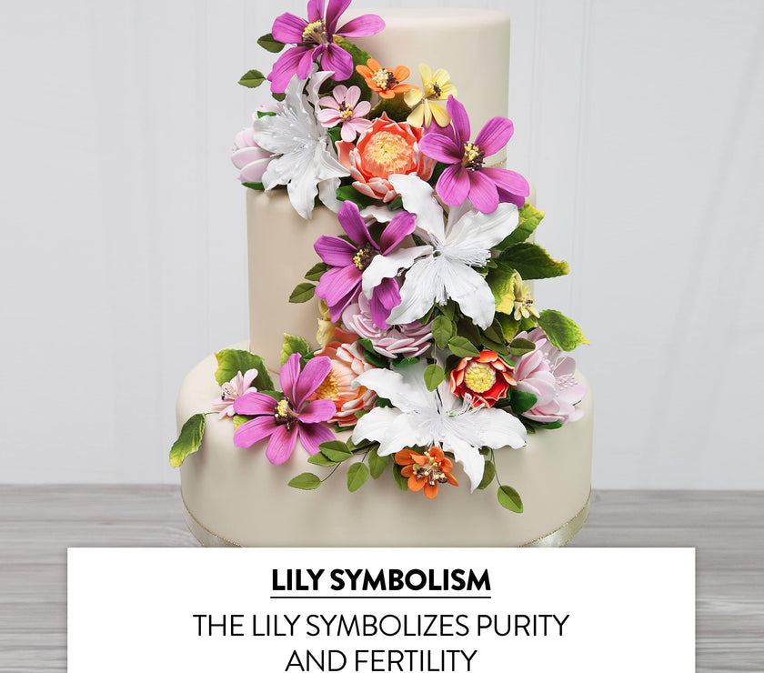 Sugar Lilies, Lily Flower Sprays, Cake Toppers by Global Sugar Art, White Shrine Lily Spray