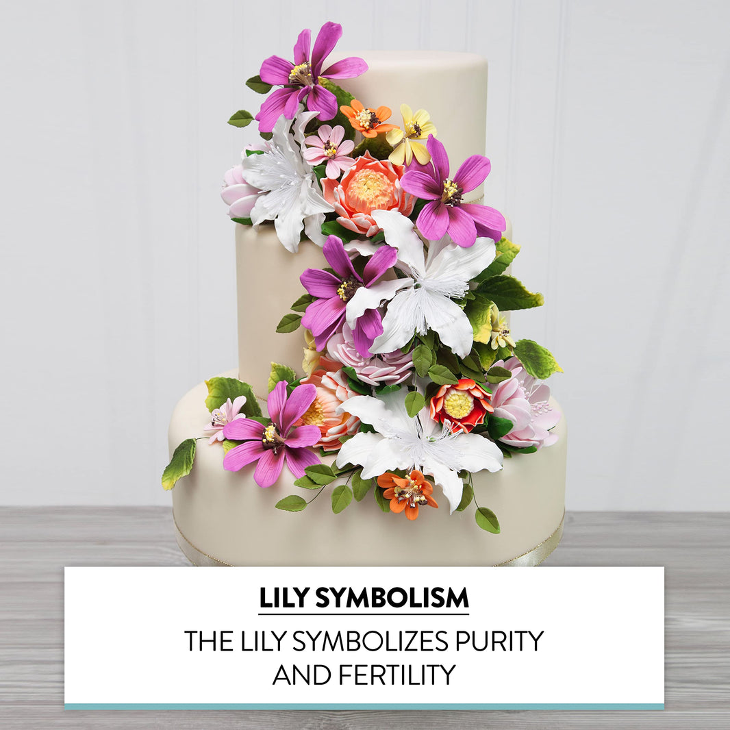 Sugar Lilies, Lily Flower Sprays, Cake Toppers by Global Sugar Art, White Shrine Lily Spray