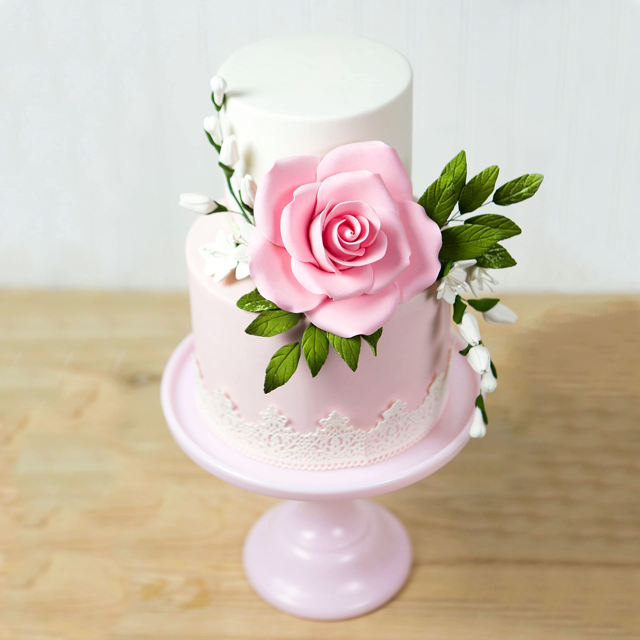 Jumbo Rose Sugar Cake Flowers by Global Sugar Art, Pink