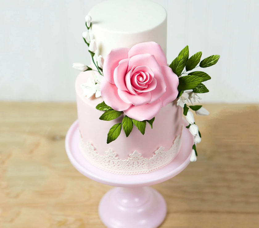 Jumbo Rose Sugar Cake Flowers by Global Sugar Art, Pink