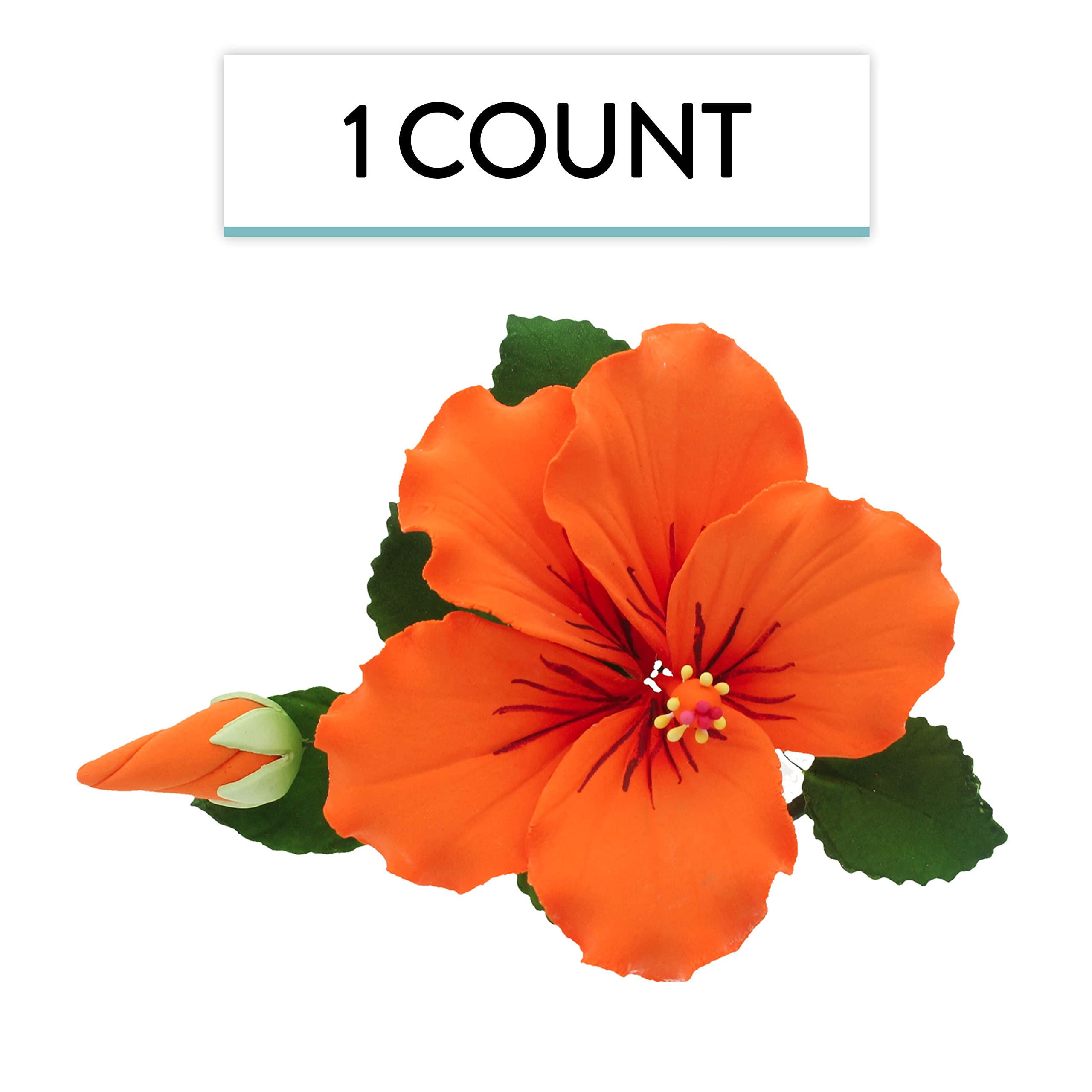 Tropical Hibiscus Sugar Cake Flower Spray by Global Sugar Art, Orange