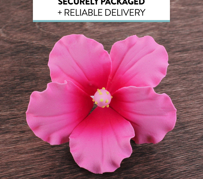 Hibiscus Sugar Cake Flowers, Pink Tropical Sugar Flowers, by Global Sugar Art