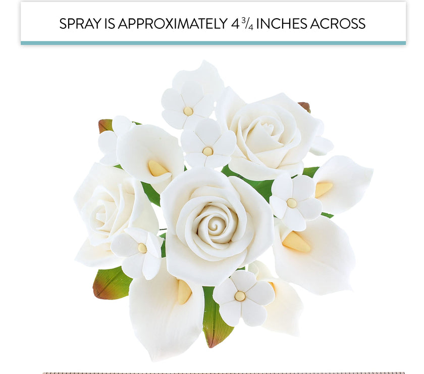 Wedding Cake Topper, White Calla Lily and Rose Bouquet, by Global Sugar Art