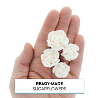 Edible Royal Icing Roses, Two Dozen Roses for Cupcake Decorating, by Global Sugar Art, White Rose Set