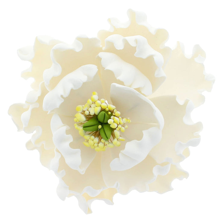 Peony Sugar Flower Decoration for Cakes, by Global Sugar Art, White Bloom