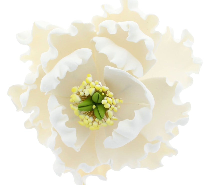 Peony Sugar Flower Decoration for Cakes, by Global Sugar Art, White Bloom