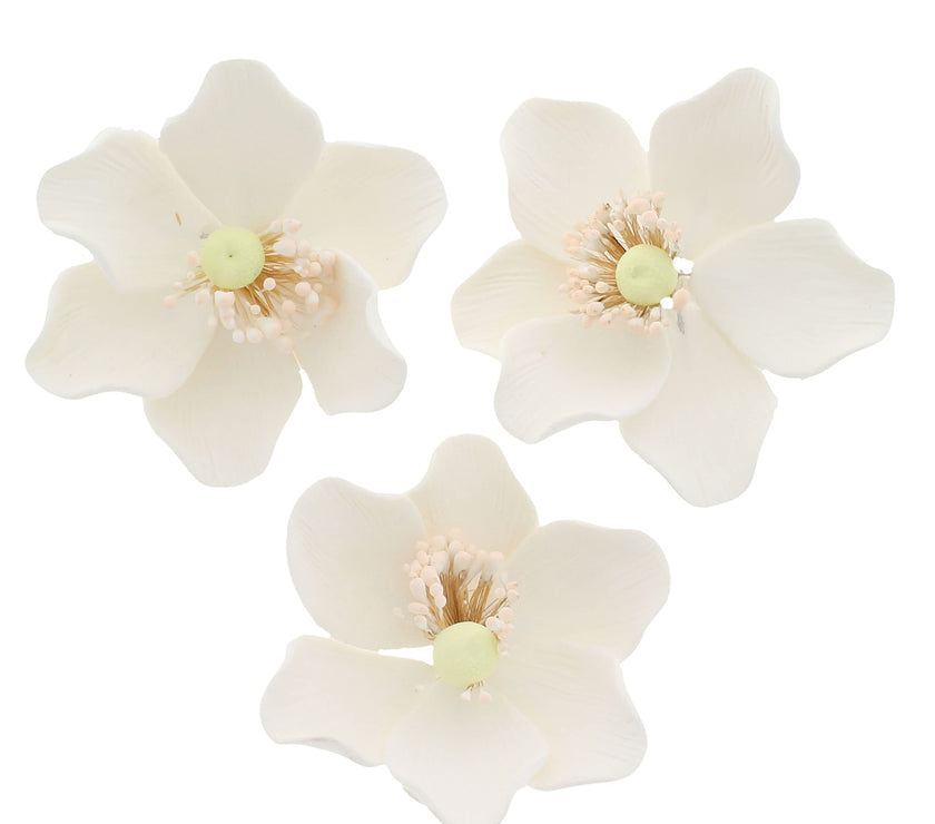 Global Sugar Art Sugar White and Green Anemone by Chef Alan Tetreault, 3 Count