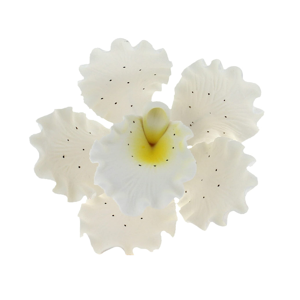 Orchid Sugar Cake Flowers, Cattleya Orchids, by Global Sugar Art, Large, White, 3 Count