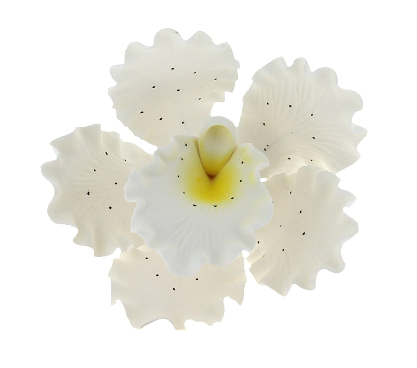 Orchid Sugar Cake Flowers, Cattleya Orchids, by Global Sugar Art, Large, White, 3 Count