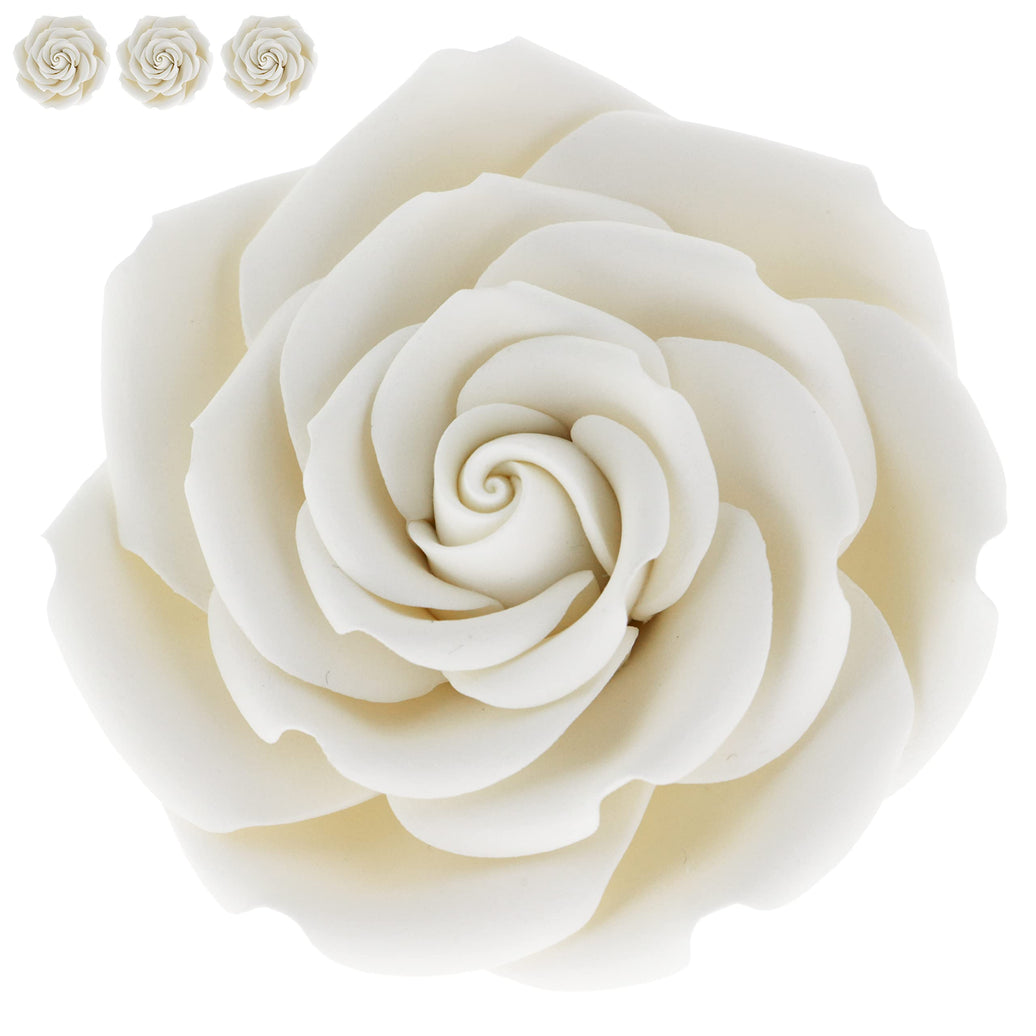 Rebecca Roses, Gum Paste Flowers for Cakes, by Global Sugar Art, White, Large