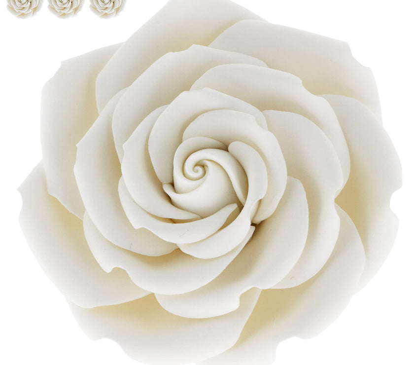 Rebecca Roses, Gum Paste Flowers for Cakes, by Global Sugar Art, White, Large
