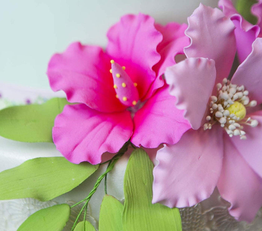 Hibiscus Sugar Cake Flowers, Pink Tropical Sugar Flowers, by Global Sugar Art