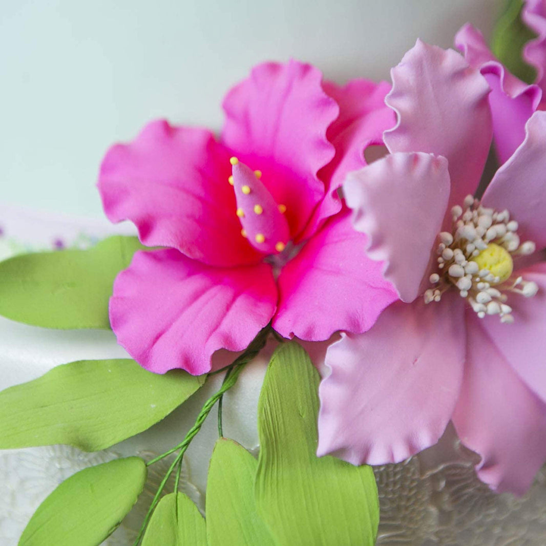 Hibiscus Sugar Cake Flowers, Pink Tropical Sugar Flowers, by Global Sugar Art
