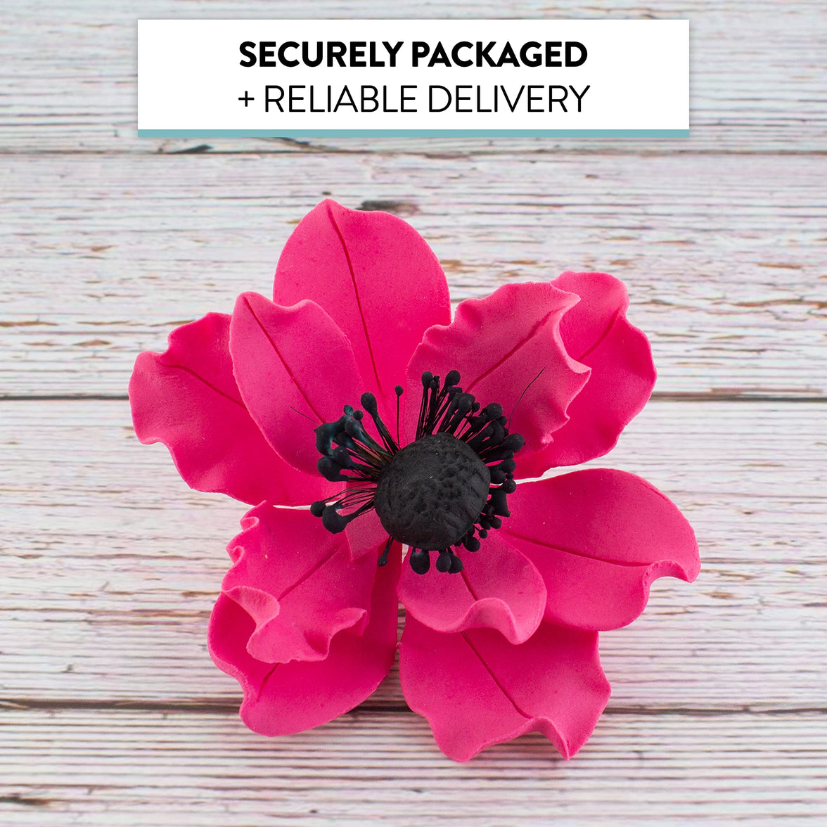 Global Sugar Art Sugar Hot Pink and Black Anemone by Chef Alan Tetreault, 3 Count