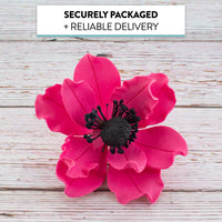 Global Sugar Art Sugar Hot Pink and Black Anemone by Chef Alan Tetreault, 3 Count