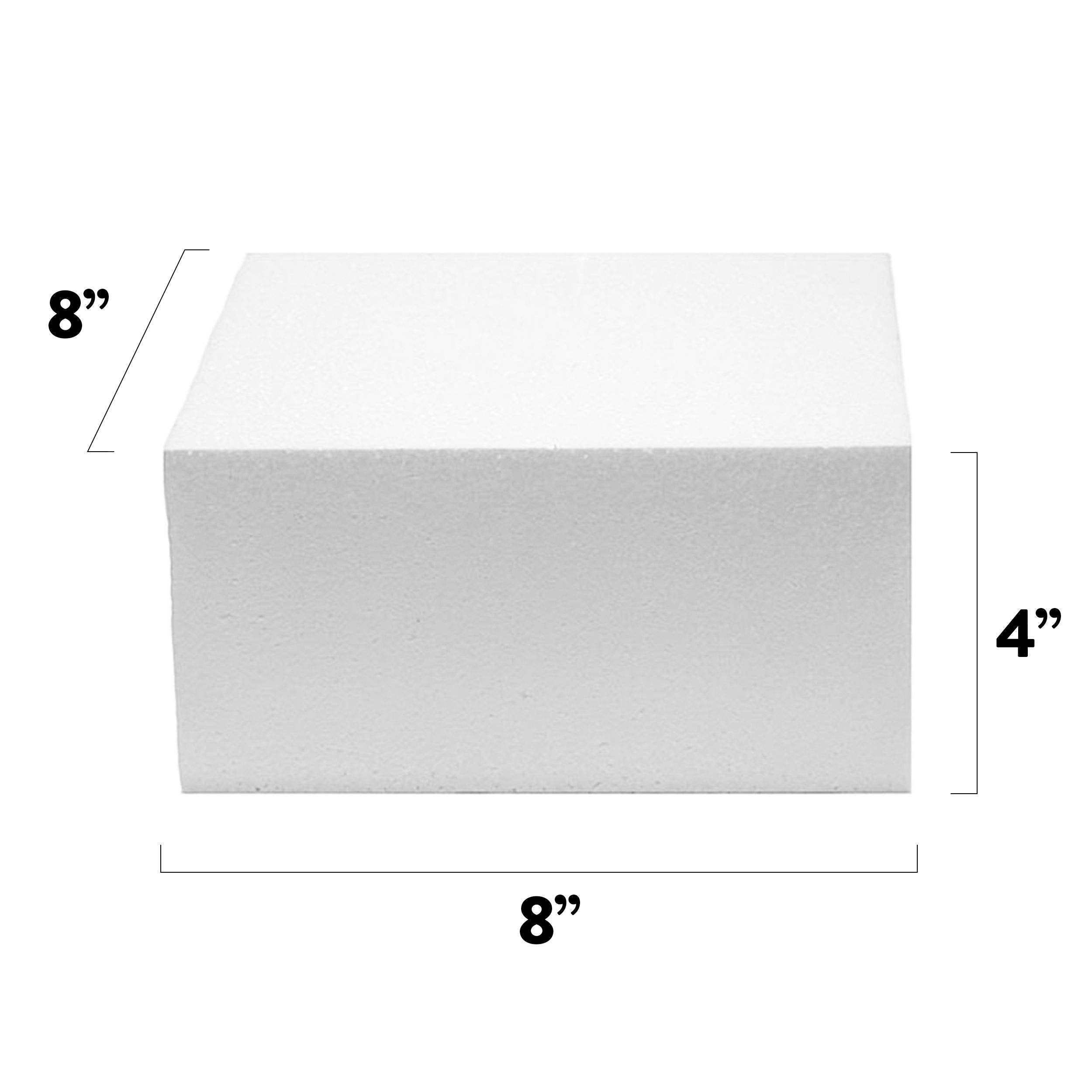 8x8 Inch Square Cake Dummy – Styrofoam Fake Cake for Decorating, Display & Practice, by Global Sugar Art