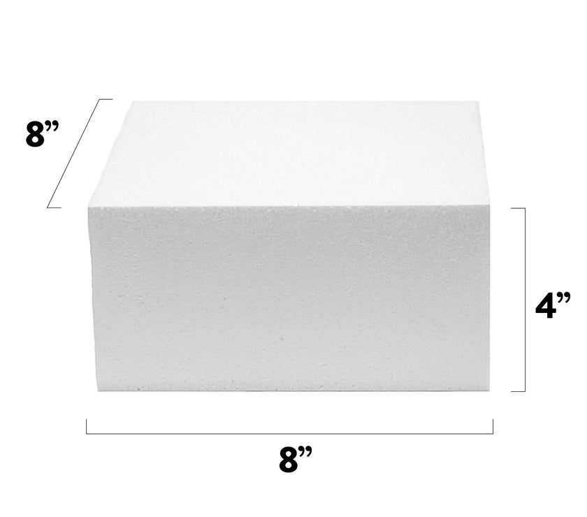 8x8 Inch Square Cake Dummy – Styrofoam Fake Cake for Decorating, Display & Practice, by Global Sugar Art