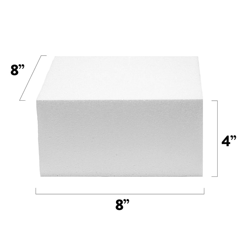 8x8 Inch Square Cake Dummy – Styrofoam Fake Cake for Decorating, Display & Practice, by Global Sugar Art