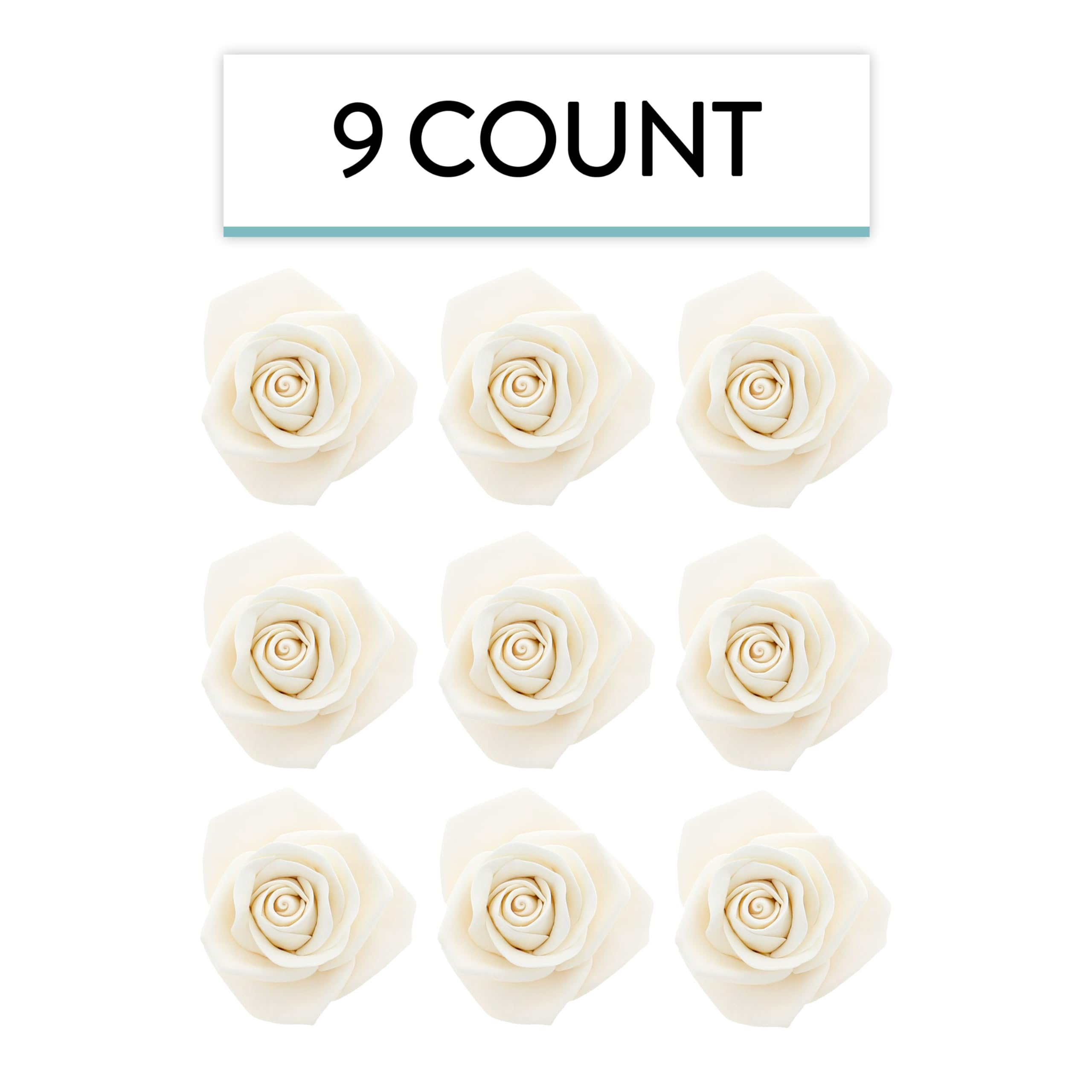 Peace Rose Sugar Flowers for Cake Decorating, by Global Sugar Art, Large, White