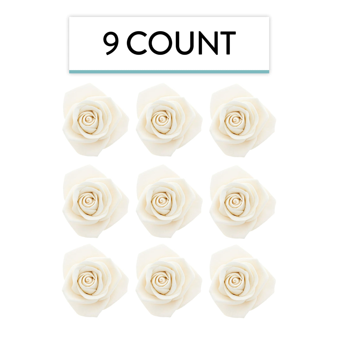Peace Rose Sugar Flowers for Cake Decorating, by Global Sugar Art, Large, White