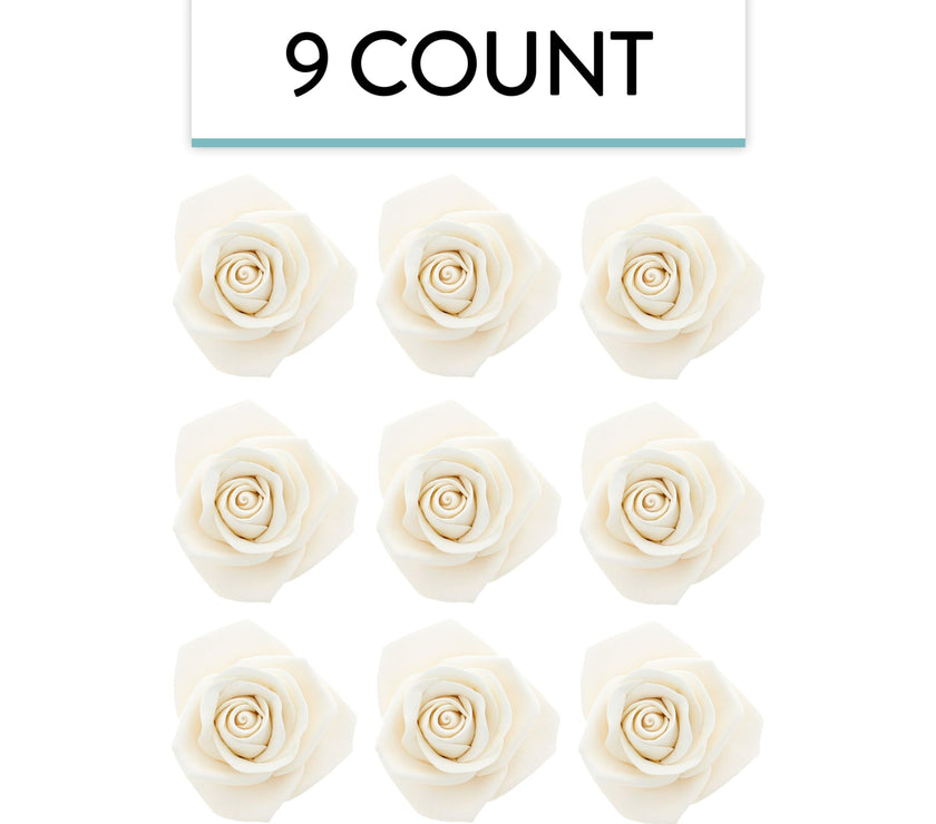 Peace Rose Sugar Flowers for Cake Decorating, by Global Sugar Art, Large, White