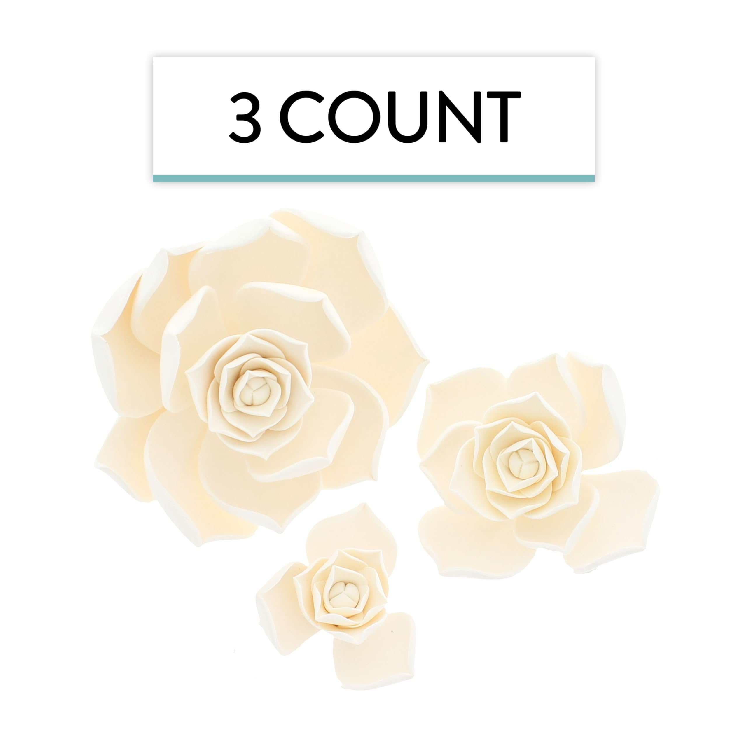 Global Sugar Art Succulent Taurus Sugar Cake Flowers Assortment White with Wire, 3 Count by Chef Alan Tetreault