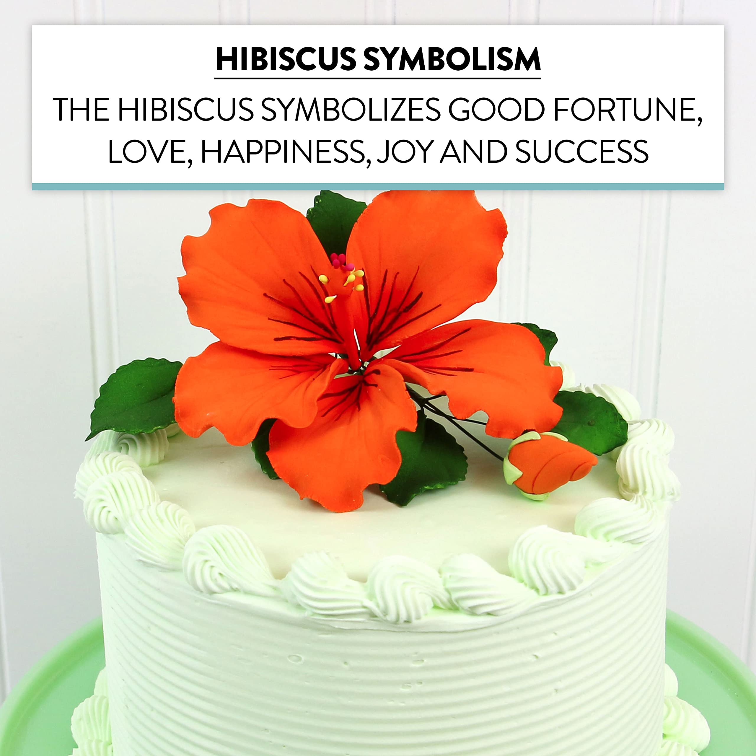 Tropical Hibiscus Sugar Cake Flower Spray by Global Sugar Art, Orange