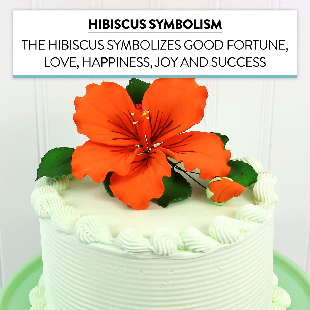 Tropical Hibiscus Sugar Cake Flower Spray by Global Sugar Art, Orange