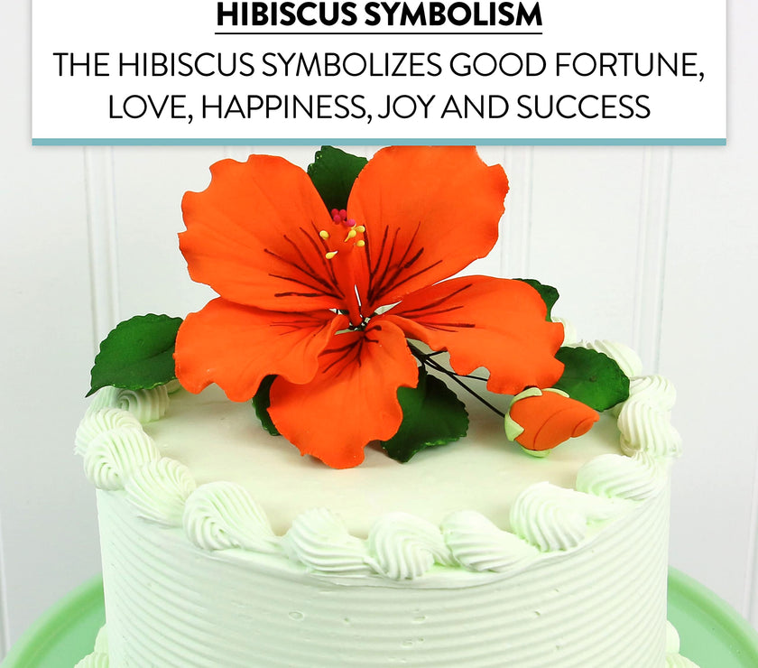 Tropical Hibiscus Sugar Cake Flower Spray by Global Sugar Art, Orange