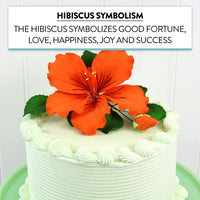Tropical Hibiscus Sugar Cake Flower Spray by Global Sugar Art, Orange