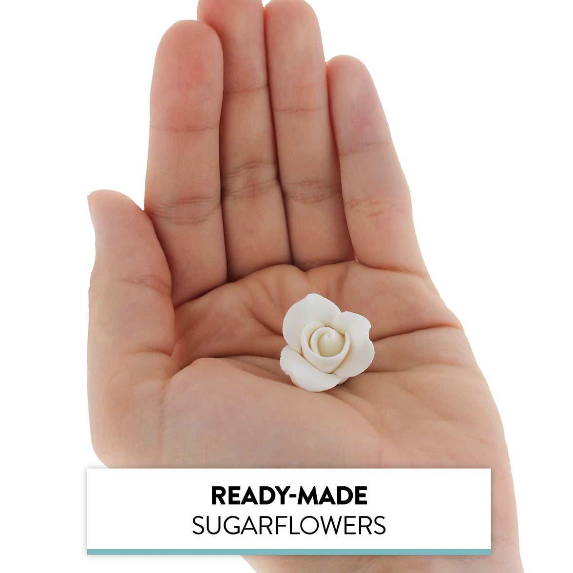 Tiny Rose Sugar Flowers, Edible Cupcake Toppers, Extra Small, by Global Sugar Art, White