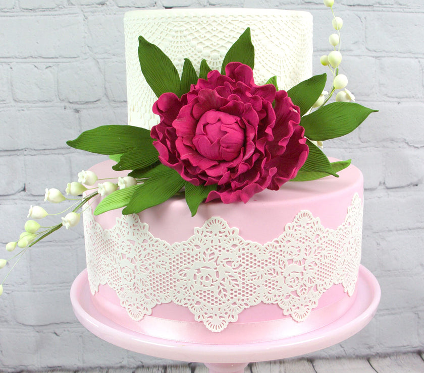 Premium Peony Sugar Flower by Global Sugar Art, Magenta