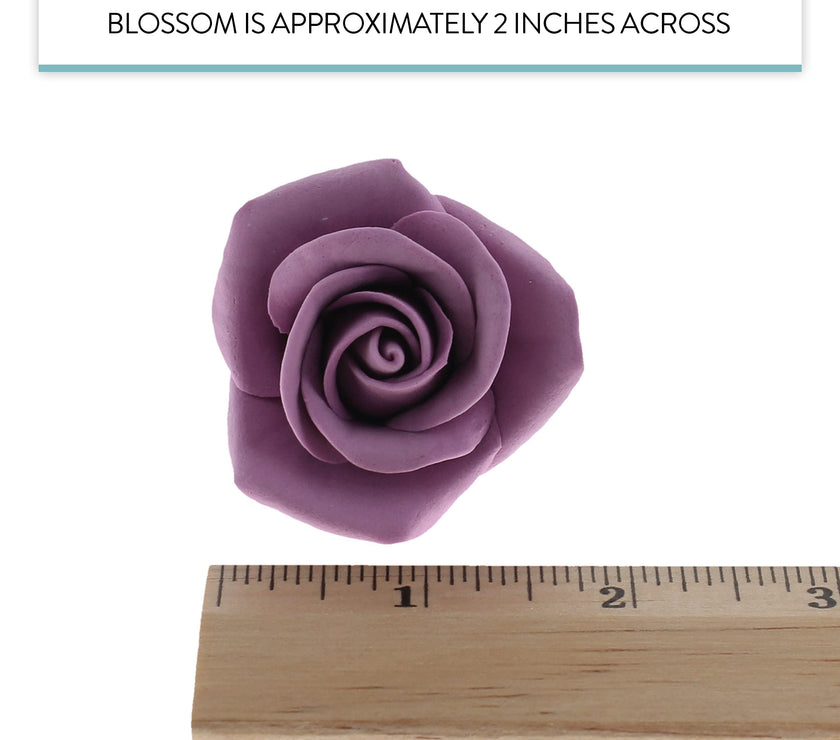 Peace Rose Sugar Flowers with Leaves, Cake Decorating Kit, by Global Sugar Art, Medium, Lavender