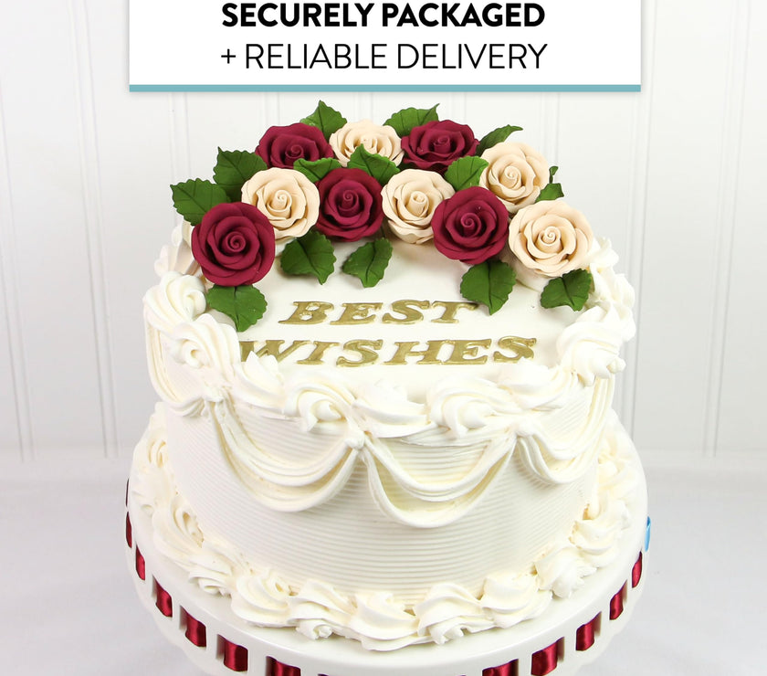 Premium Roses for Decorating Cakes and Cupcakes, by Global Sugar Art, Medium, Lavender Pink Yellow Peach