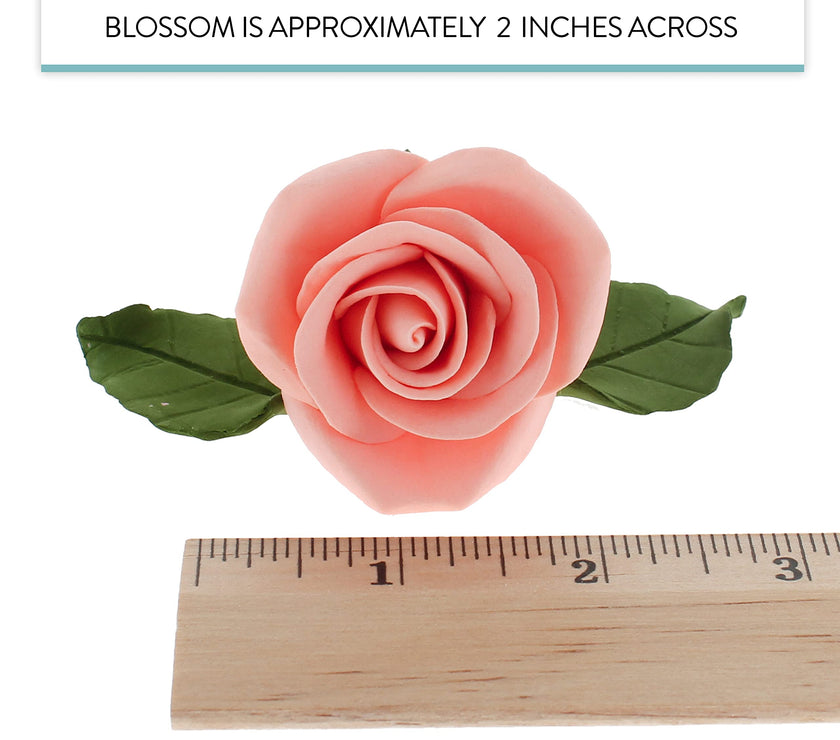 Peace Rose Sugar Flowers with Leaves, Cake Decorating Kit, by Global Sugar Art, Medium, Apricot