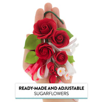 Petite Rose Spray, Sugar Flower Spray for Cakes, by Global Sugar Art, Red 2 Count