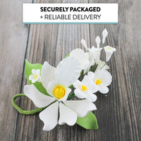 Orchid Sugar Cake Flower Sprays, White Cymbidium Orchid Spray, by Global Sugar Art