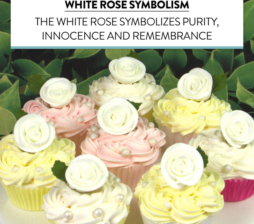 Premium Edible Roses for Cakes and Cupcakes, Sweet Royal Icing Roses, by Global Sugar Art, White