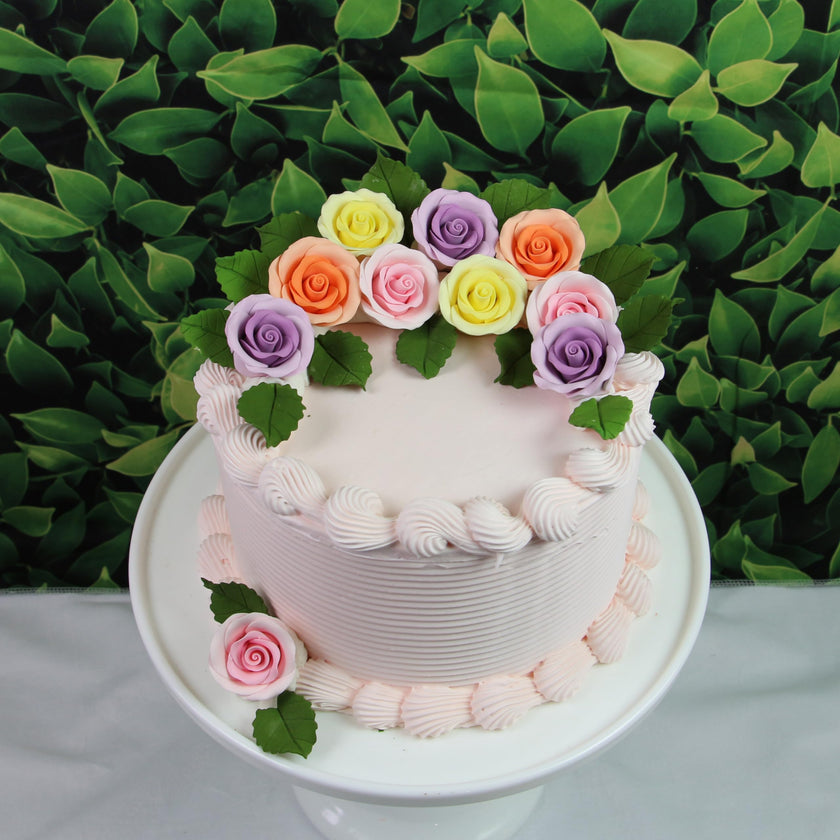 Premium Roses for Decorating Cakes and Cupcakes, by Global Sugar Art, Medium, Lavender Pink Yellow Peach