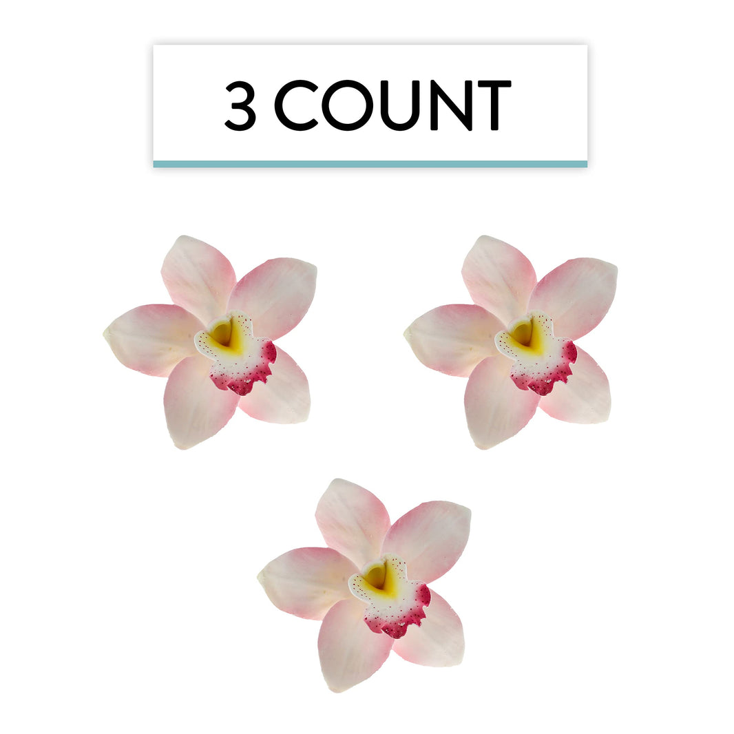 Orchid Sugar Cake Flowers, Cymbidium Orchids, by Global Sugar Art, Pink, 3 Count